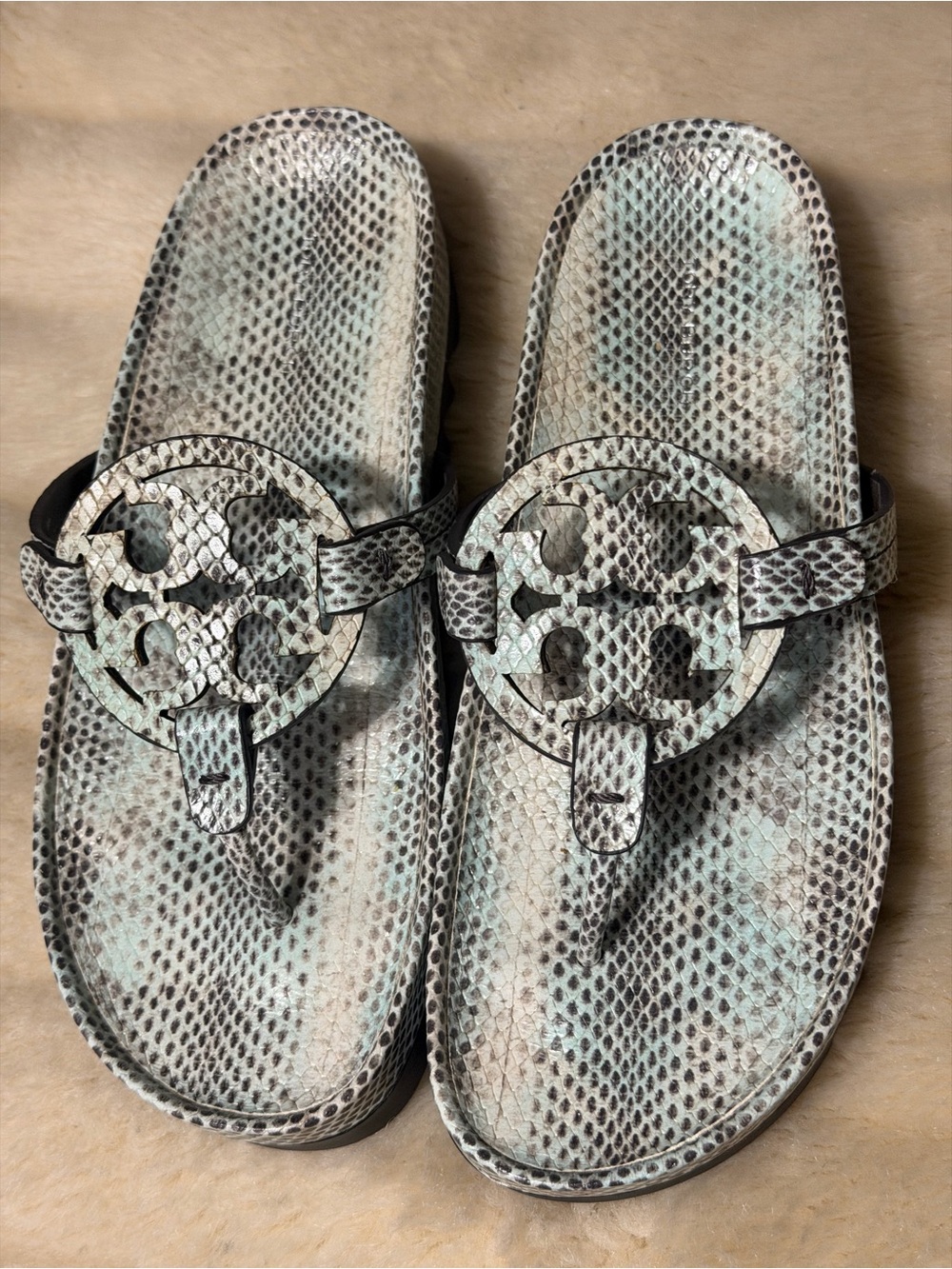 Tory Burch cloud lug stamped snake leather